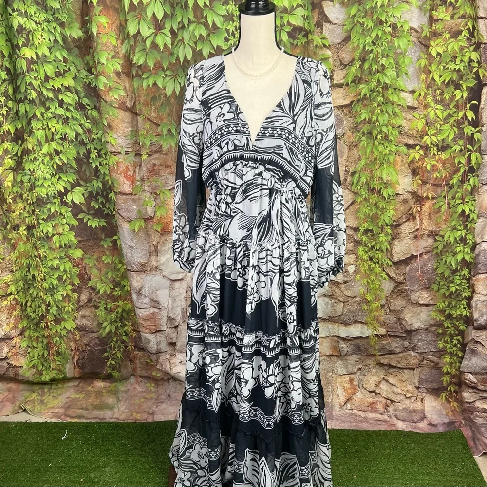 VINEET BAHL Boho Chiffon Dress, L_2